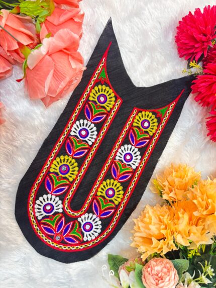 Floral Peacock Feather Neck Patch (U-Cut Design)