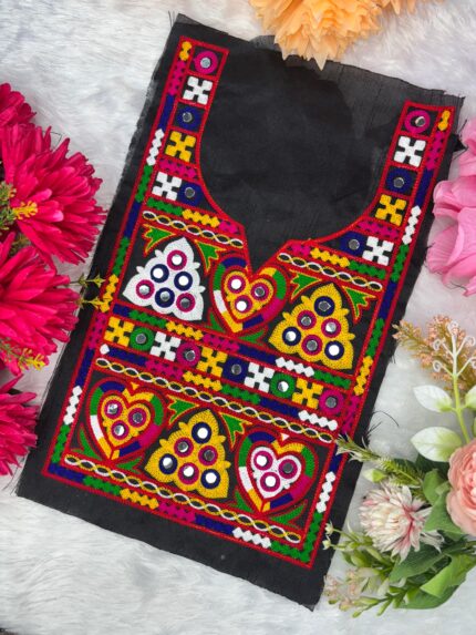 Kutchi Heart Motif Neck Patch with Mirror Work