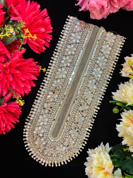 VARNIRAJ Floral Mirror Cutwork Gala Patch – Royal Golden Series