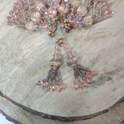 Varniart Amazing Peach Crystal Bead Latkan with Golden Detailing (2 PCs) L-228