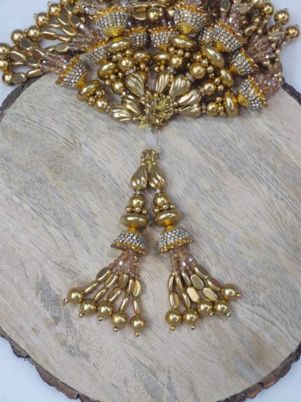 Varniart Amazing Royal Golden Stone Bead Tassels (2 PCs) L-259