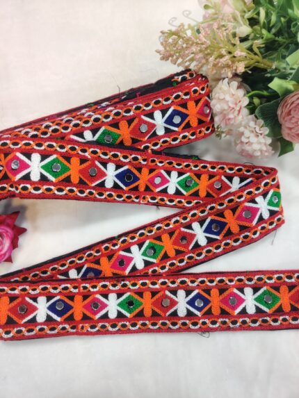 Varniart Amazing Traditional Kachi Lace with Mirrors work (50 MM Width, 9 Meter)- S 900