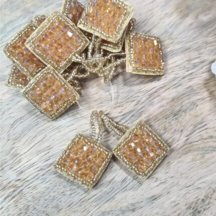 Varniart Amazing Golden Square Beaded Latkan (2 PCs)