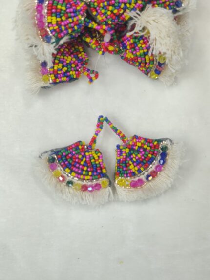 Varniart Amazing multicolored beads and white tassels (2 PCs) L- 286