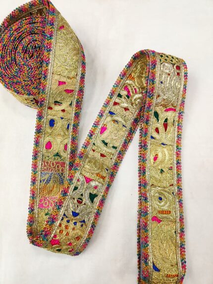 Varniart traditional gamthi Multicolor Khichdi Lace Border (9meter, 70mm width)- E 936