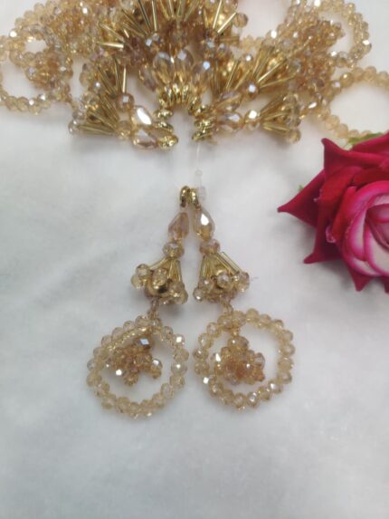 Varniart Amazing Golden Crystal Beaded Circle Latkan Pair (2 PCs)