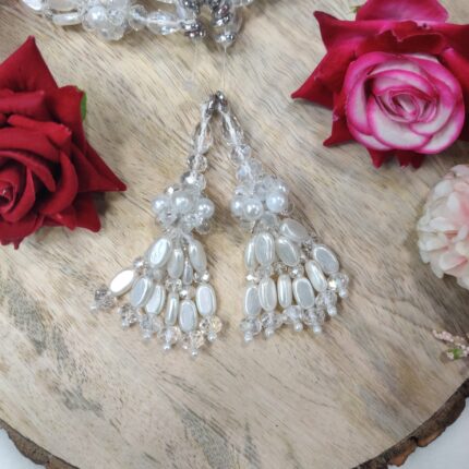 Varniart Amazing White Pearl & Crystal Beaded Latkan (2 PCs) L-270