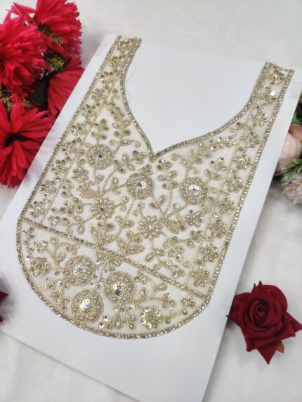 Varniart Round Edge Golden Embroidered Neck Patch | E 1222