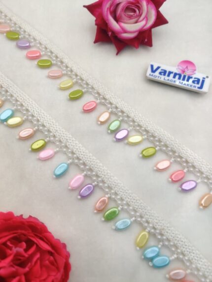 Glimmering Gold Drop Lace Hanging Hand Made Lace Border (9 Meter 30 MM Width)- M 907