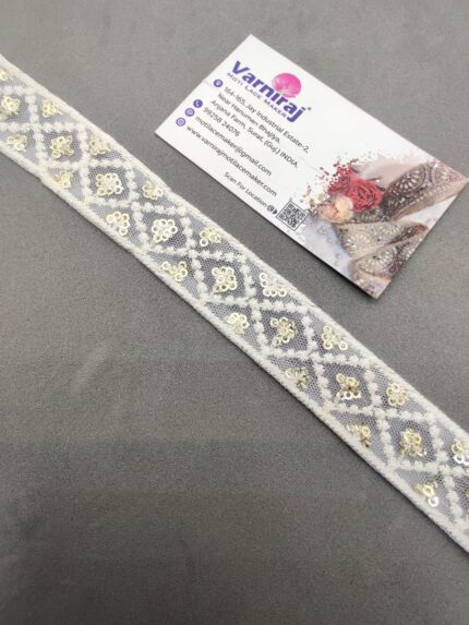 Varniart Cotton Work Lace Border for Saree, Dress, Dupatta & Blouse Decoration – 9 Meter Roll (White, Premium Quality) | E 1127