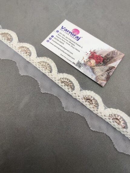 Varniart Cotton Work Lace Border for Saree, Dress, Dupatta & Blouse Decoration – 9 Meter Roll (White, Premium Quality) | E 1139