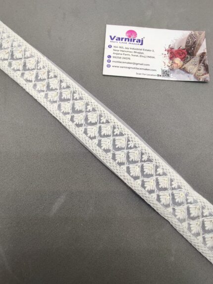 Varniart Cotton Work Lace Border for Saree, Dress, Dupatta & Blouse Decoration – 9 Meter Roll (White, Premium Quality) | E 1143