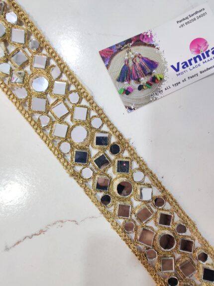 Varniart Amazing Mirror work lace border (9 Meter- 50 MM Width) S 1024