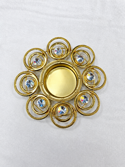 Crystal Diya Holder for Diwali Decoration & Festive Home Decor - (2pcs)